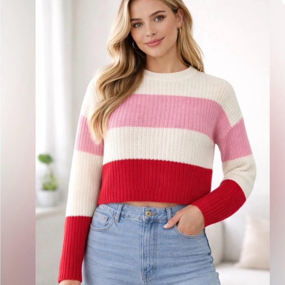 Jessica Simpson Women’s Knitted Striped Sweater Size L